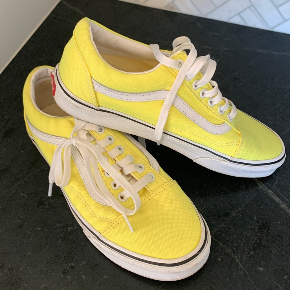 Neon yellow Vans woman size 9 used like new
